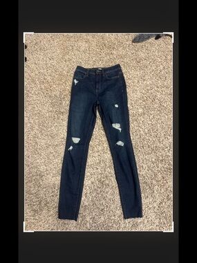 SO Dark Wash Ripped Skinny Jeans